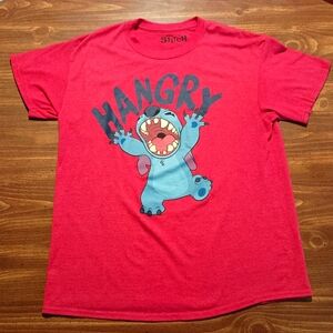 STITCH HANGRY T-SHIRT - Large // Disney Movie Tee Shirt Lilo Cute